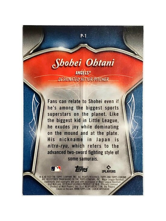 2022 Topps Chrome Pinstriped Club Plaques Shohei Ohtani #P-1  SHOHEI OHTANI REFRACTOR PINSTRIPED CLUB PLAQUES 2022 TOPPS CHROME #P-1, ANGELS